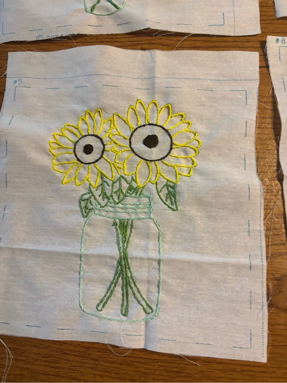 Hand Embroidered Quilt Floral Blocks 12ct